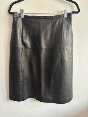 Max Mara black leather mini skirt